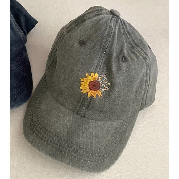 Sunflower Cotton Baseball Cap Adjustable Hat In Gray - Picture 4 of 8
